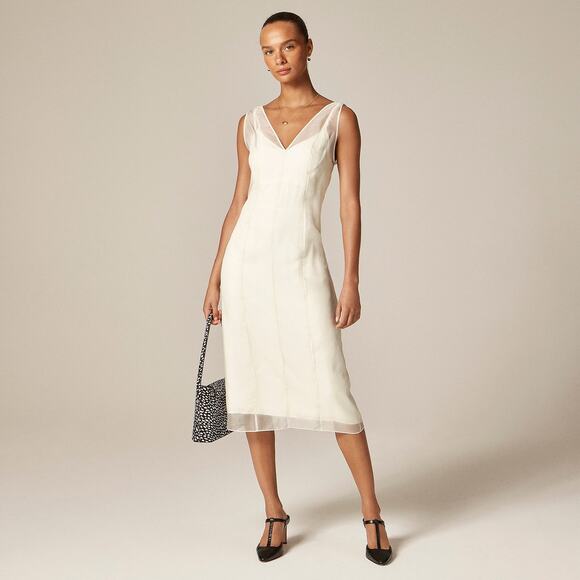 J. Crew Dresses & Skirts - J. Crew Women's Ayered Organza Shift Midi Dress Ivory Lace Size 10 NWT